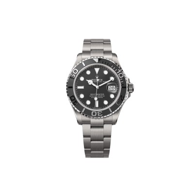 ROLEX THE OYSTER PERPETUAL YACHT-MASTER 42 IN RLX TITANIUM WITH AN INTENSE BLACK DIAL AND AN OYSTER BRACELET 